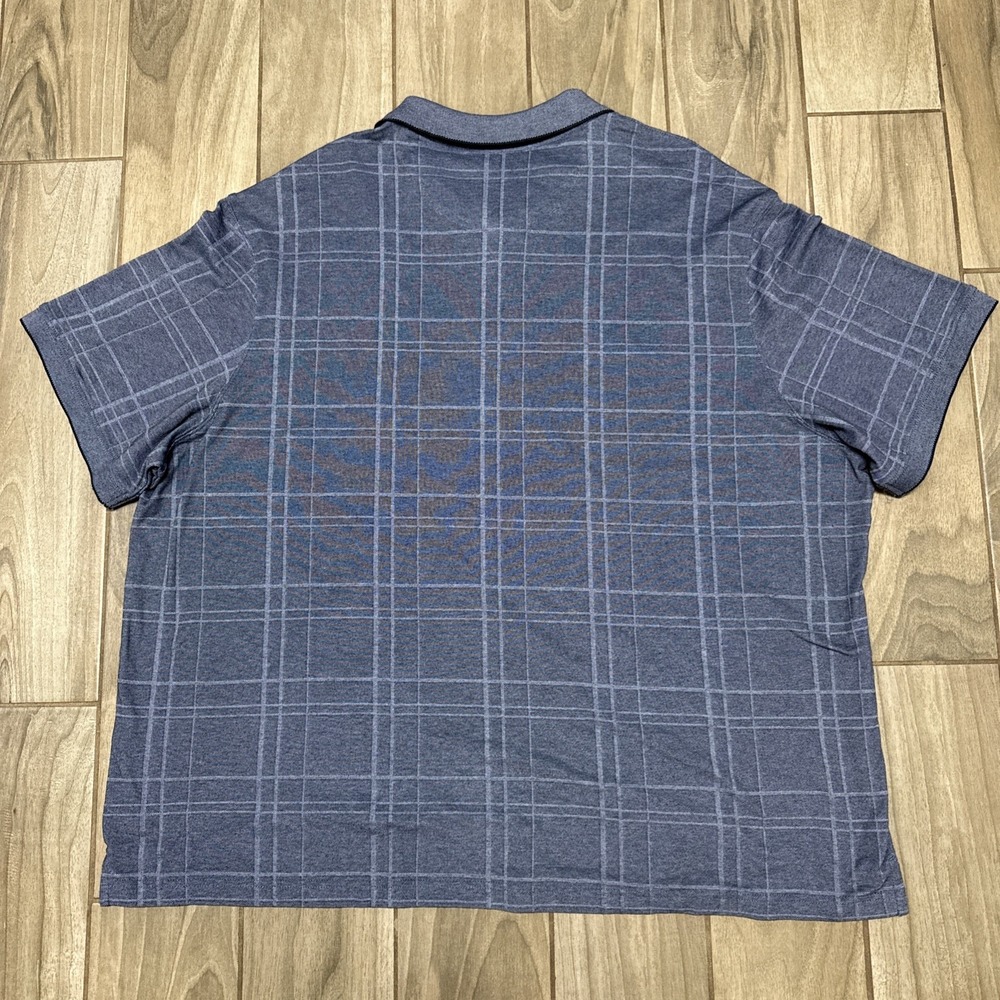 Marc Edwards Shortsleeve Polo Shirt Top Men's 4XL Blue Plaid Casual NWT - Picture 6 of 6